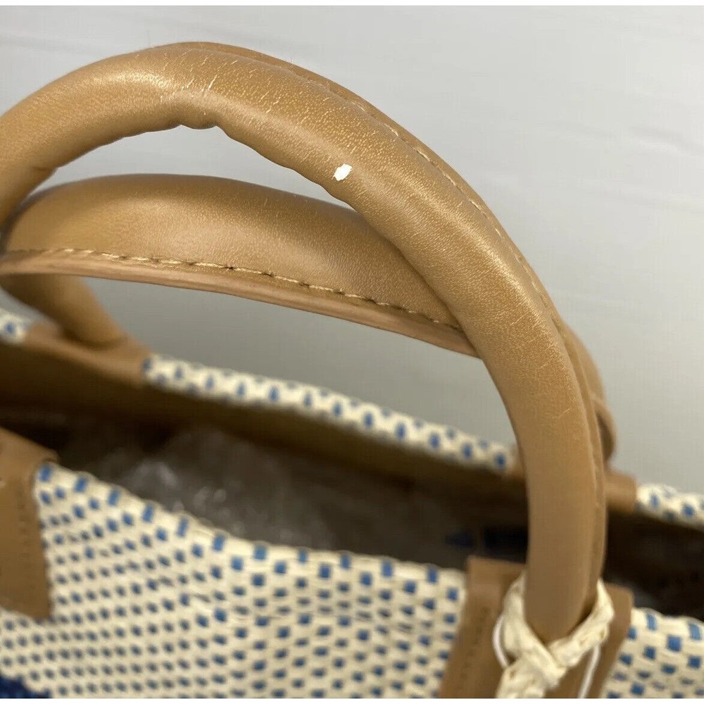 SHIRALEAH Chicago Ria Woven Paper Tote Bag Purse Striped Pompoms NWT - Picture 5 of 13